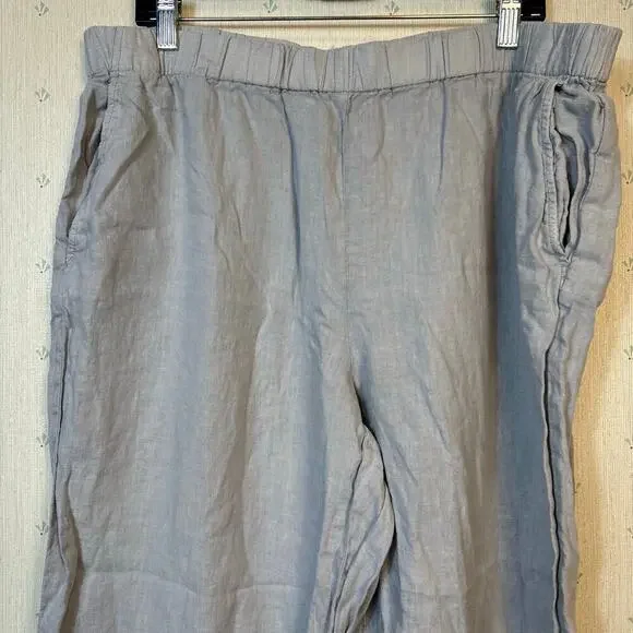 Eileen Fisher Organic Linen Wide Leg Pants Size XL Cropped Pull On Relaxed - Picture 5 of 10